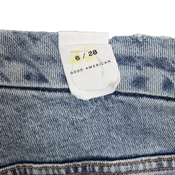 Good American Good Skate Jeans Womens 28 High Rise Loose Leg Step Insert Outseam